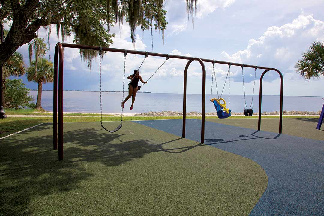 Swinging on the beach