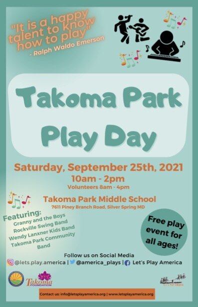 Takoma Park Play Day: September 25th, 2021