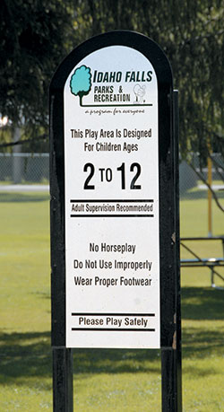 Age Appropriate Playgrounds Sign