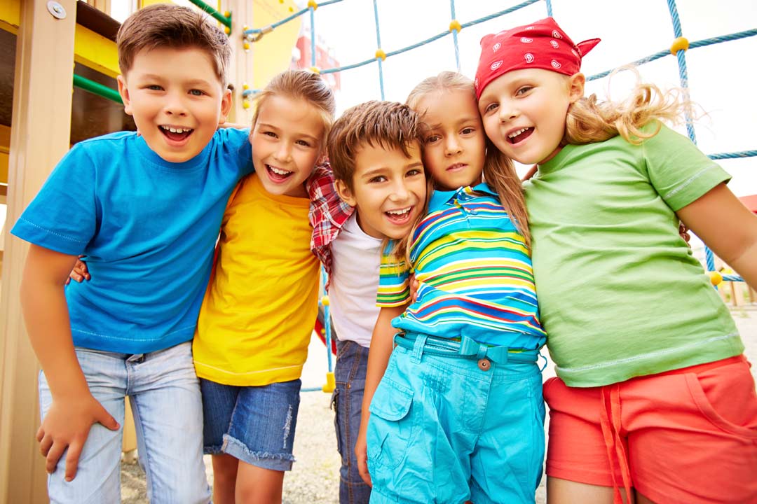 Happy kids getting a new playground