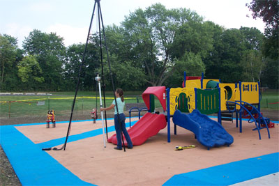 Testing a playground surface.