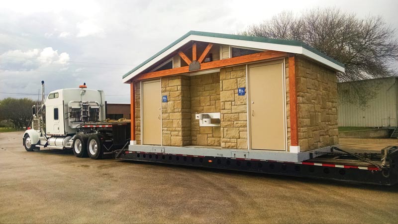 Restroom delivered on semi