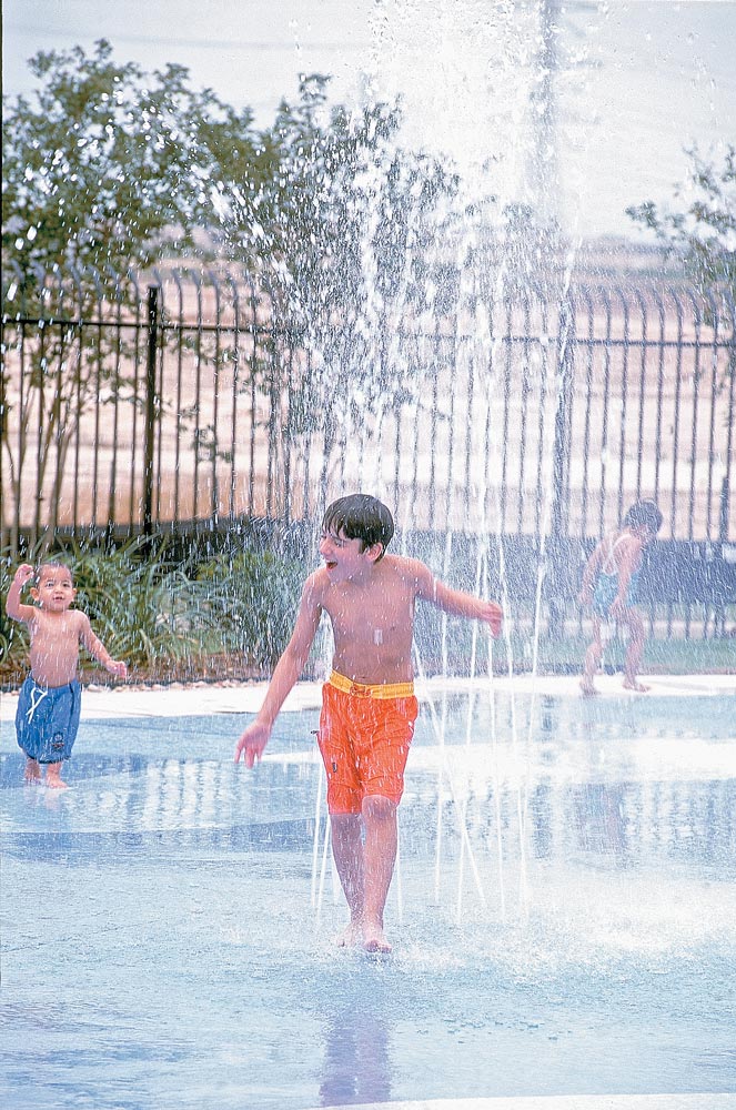 Enjoying a splash park.