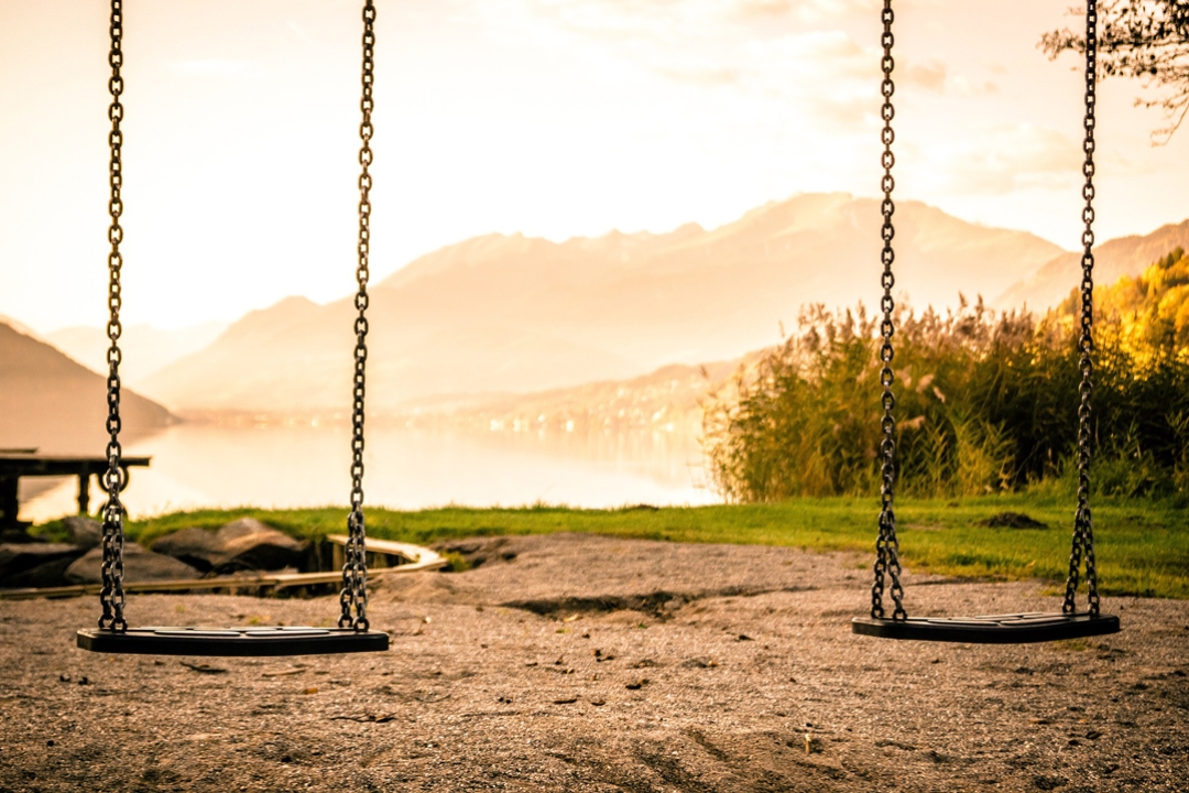 Engineered wood fiber under swings
