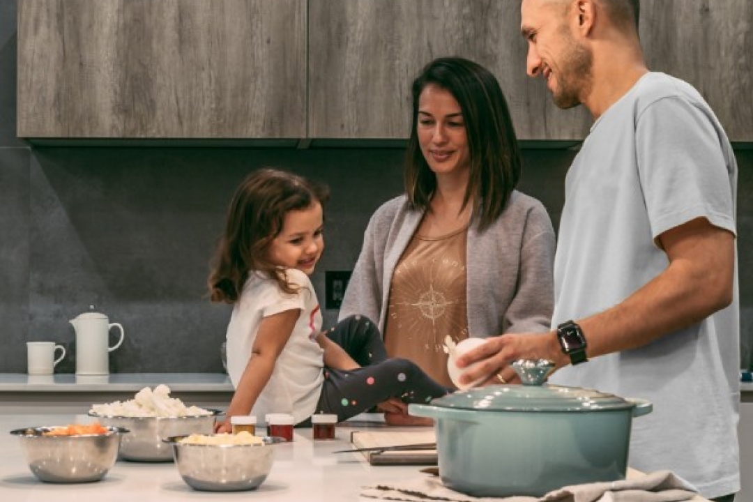A family in the kitchen