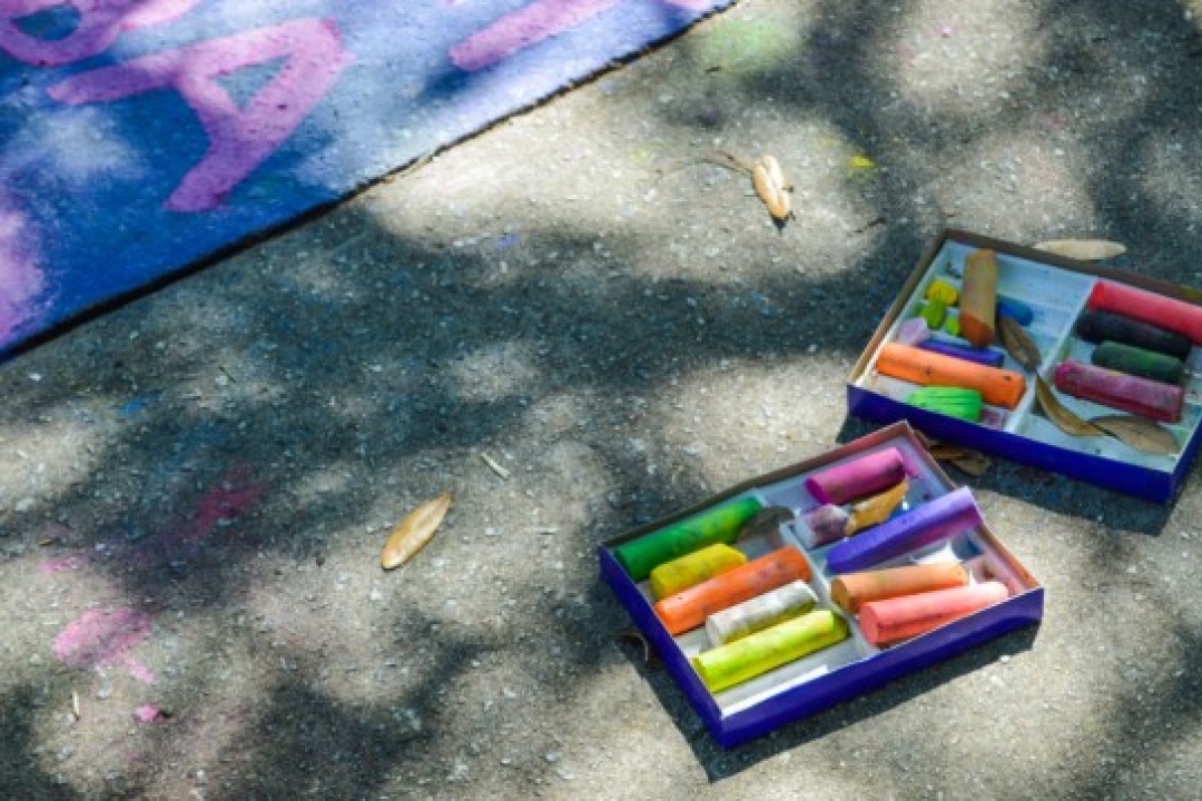 Chalk is great for outside art