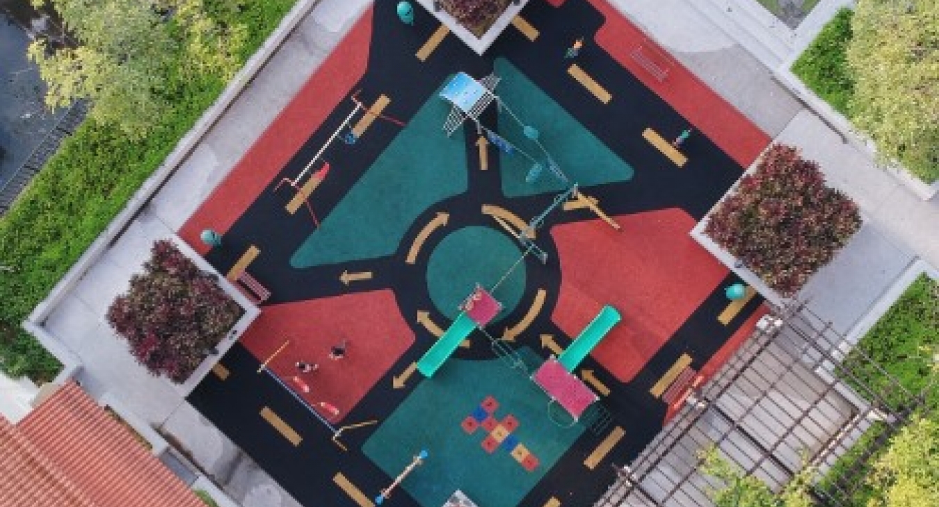 Aerial view of a playground
