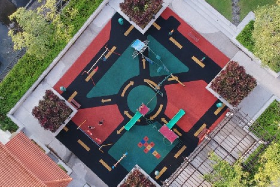 Aerial view of a playground