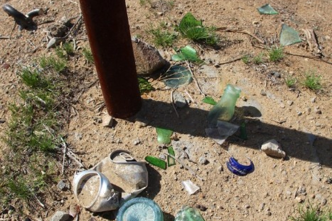 Broken glass at a park