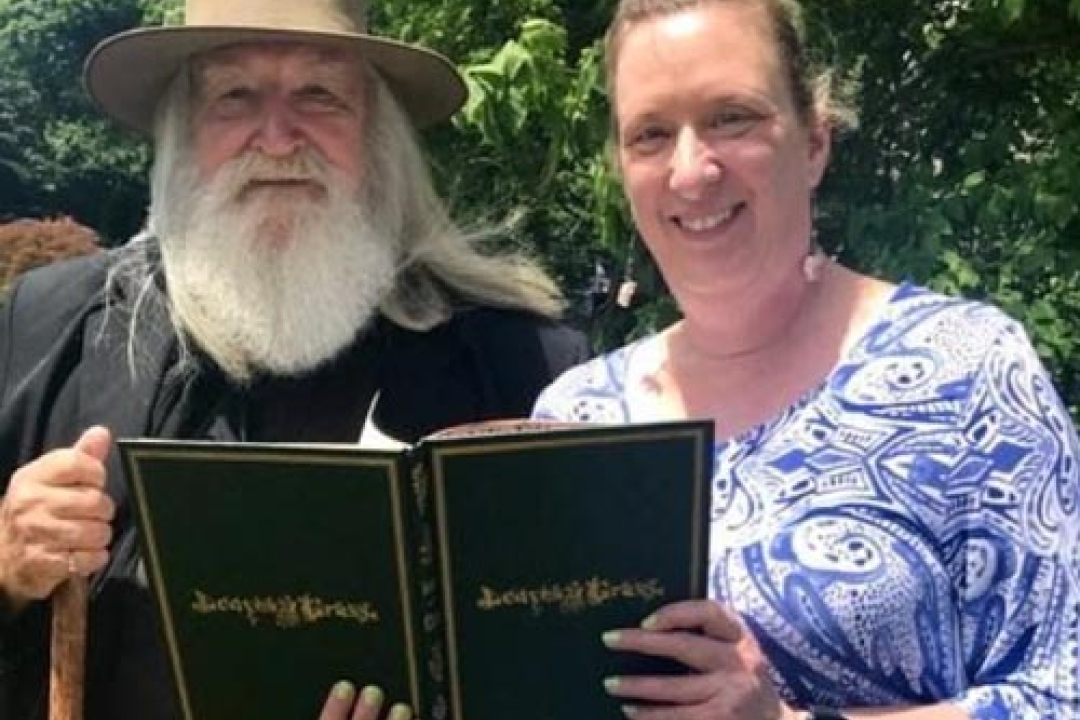 The author and Walt Whitman Reenactor, Darrel Blaine Ford before the Quarantine