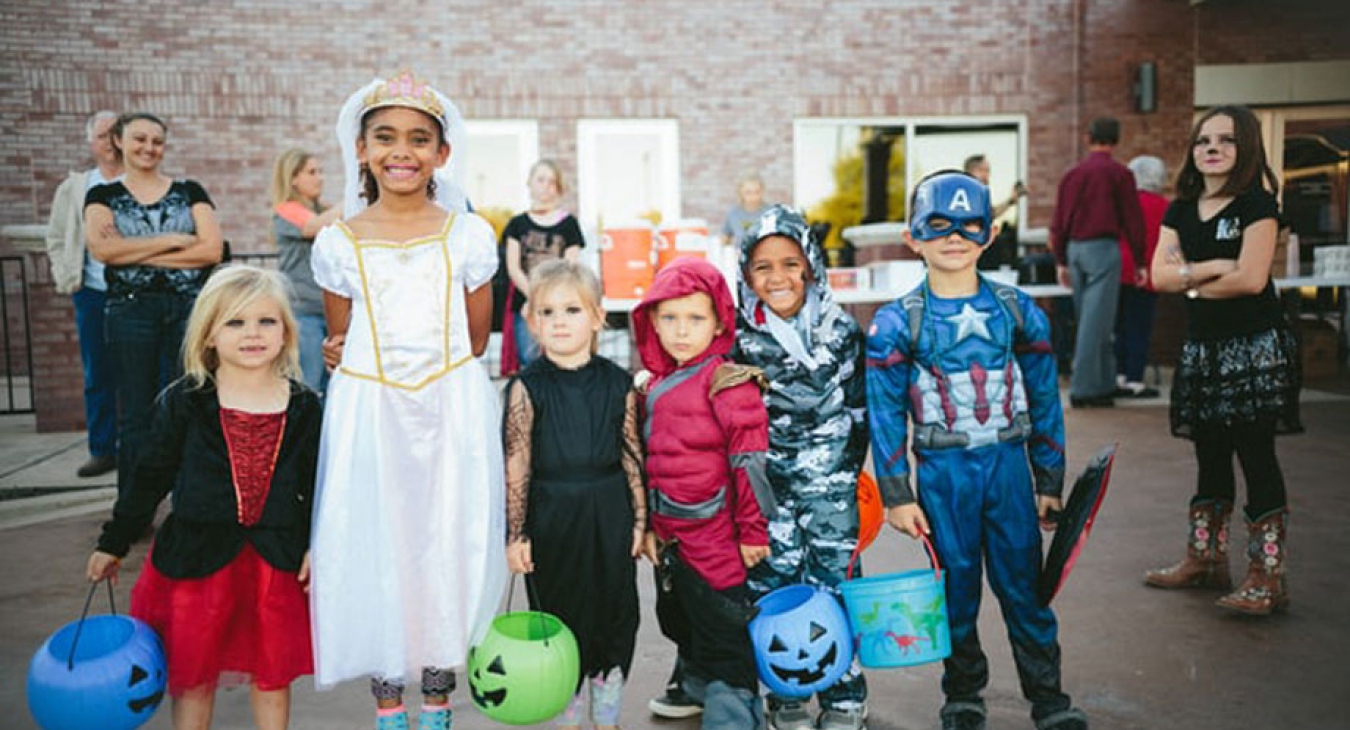 Children dressed up for trunk or treat