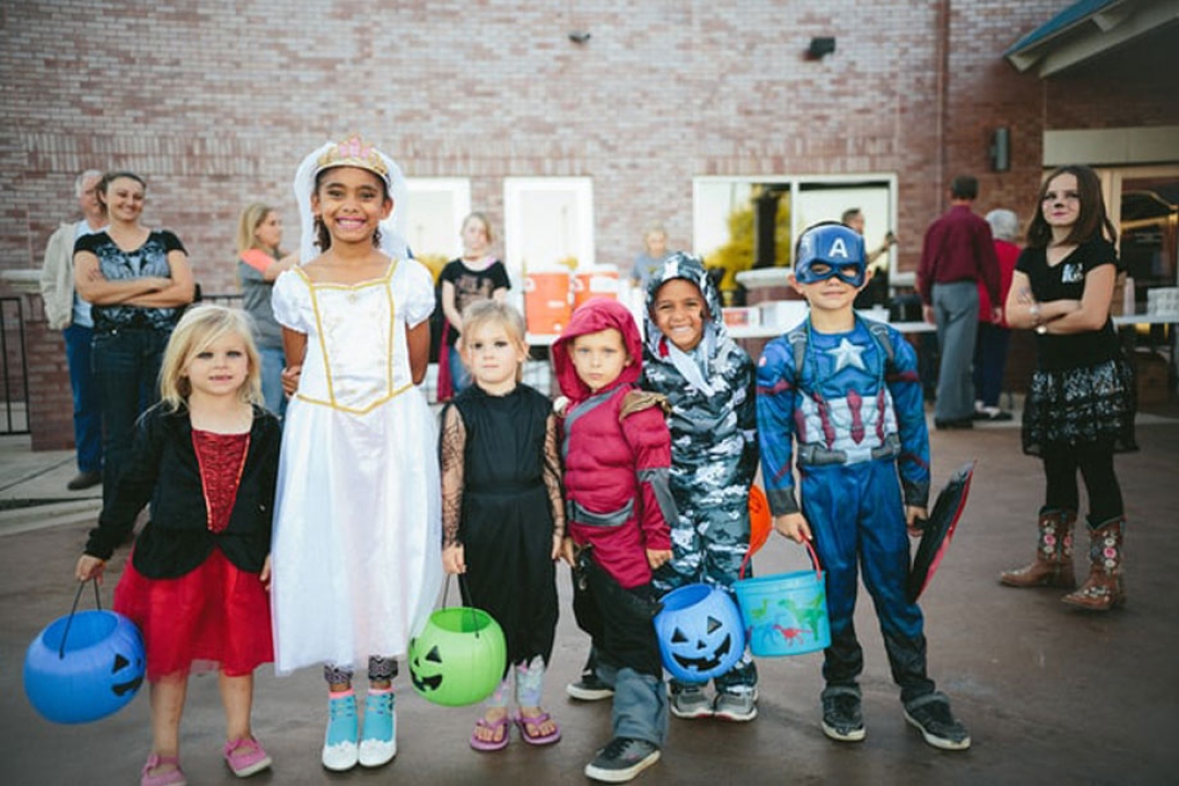 Children dressed up for trunk or treat