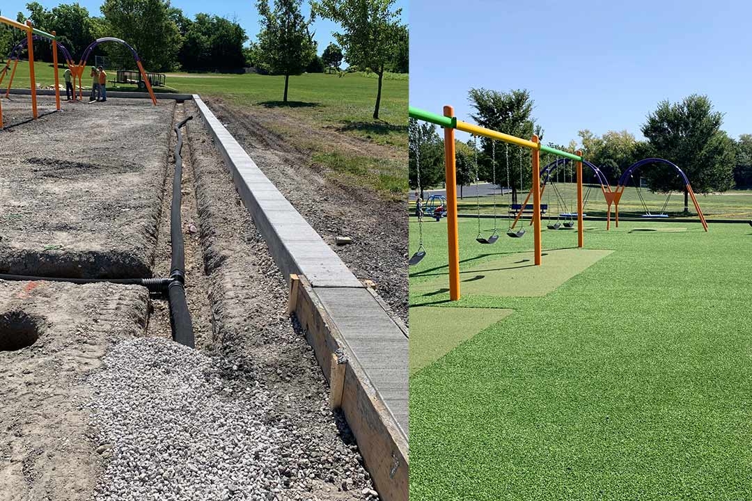 Swing set drainage system