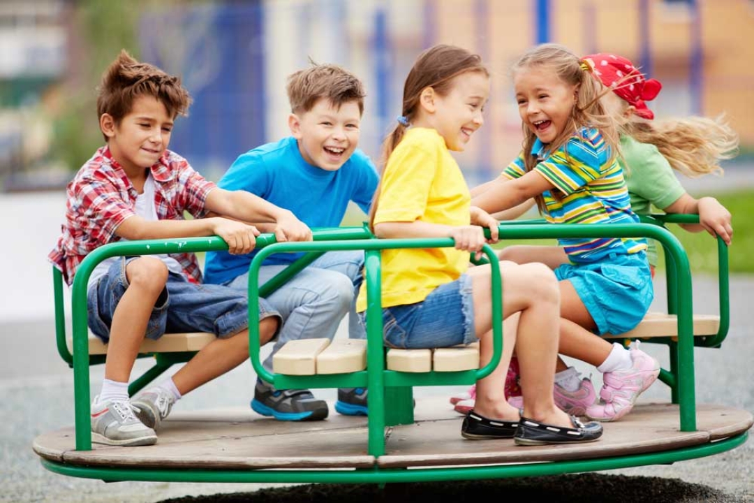 Boys socializing on playground
