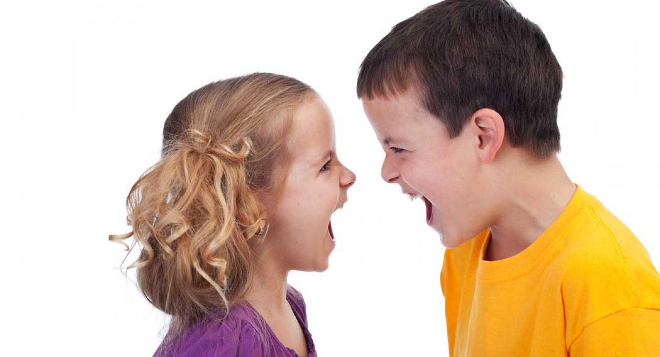 Angry boy and girl fighting