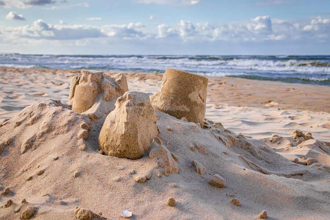 Sand castle on beach