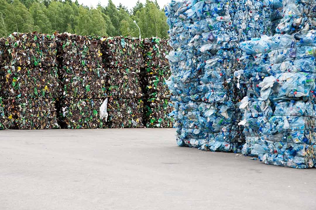 crates of recycled bottles 