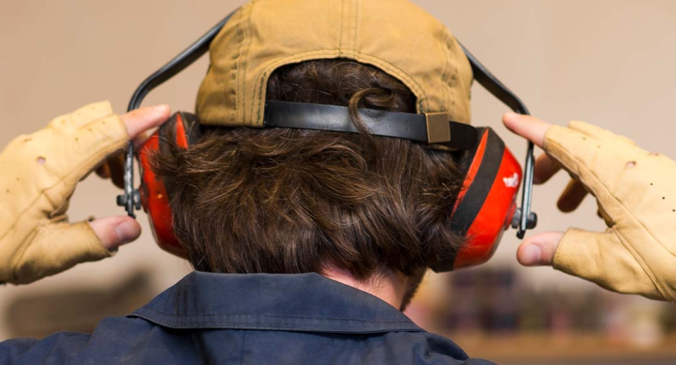 handyman wearing ear protection