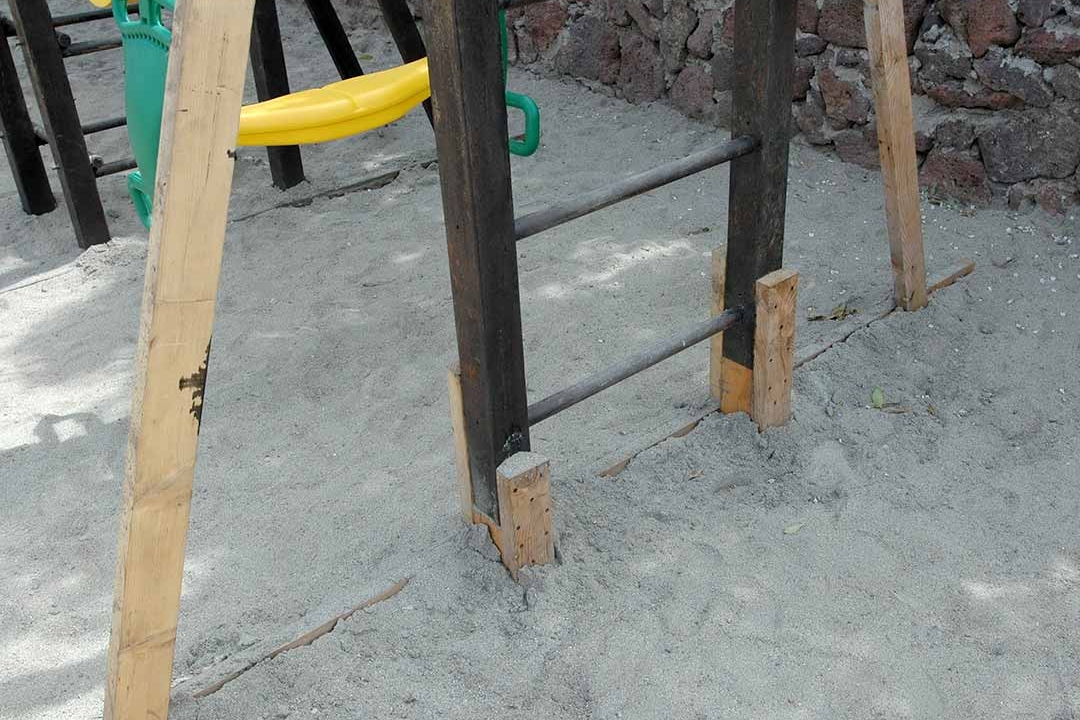 Dilapidated playground equipment