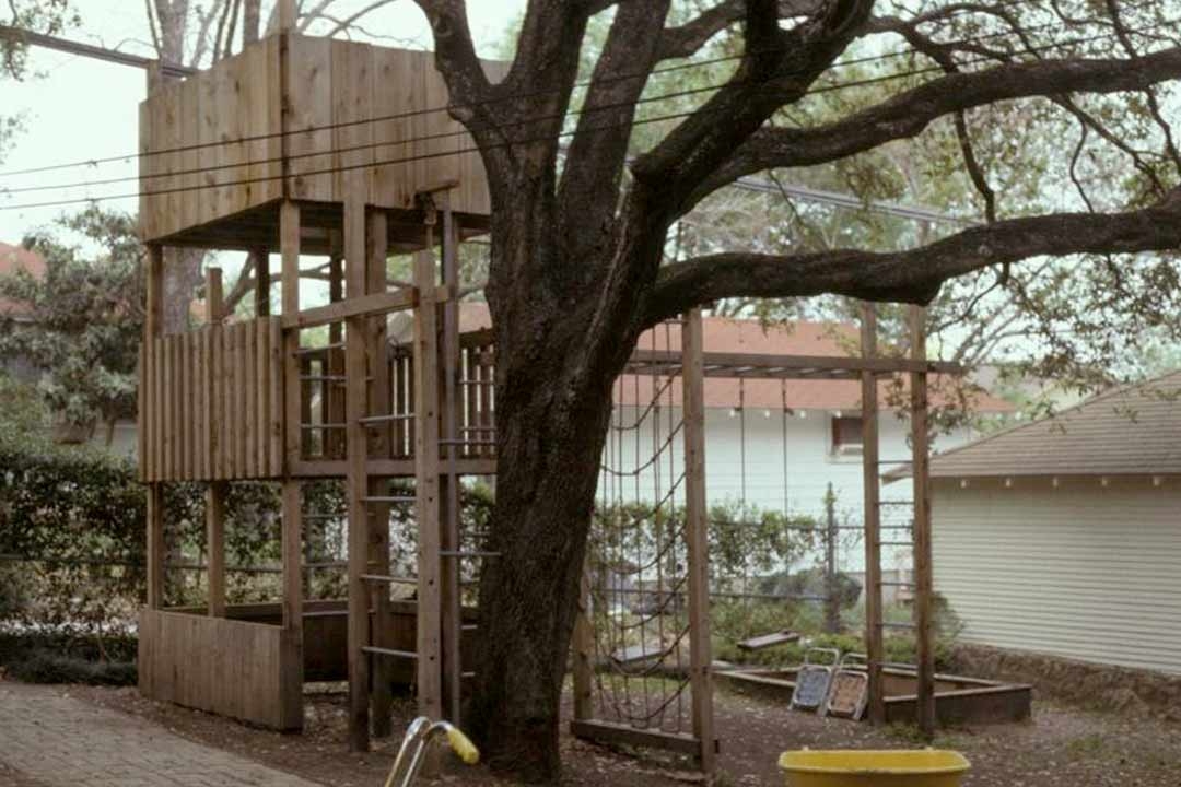 Hemisfair Park Playground - wooden and rope playground