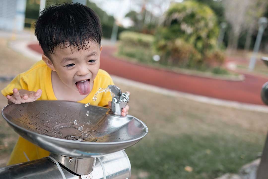 Cooling off on playground