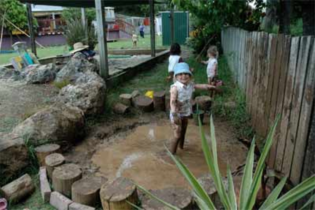 Mud play at Open Spaces Preschool in Whangarei, New Zealand
