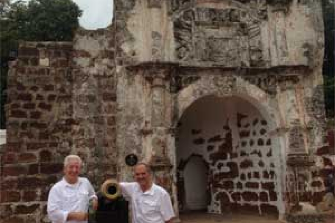 Ken Kutska and Tom Kalousek sightseeing in Malaysia