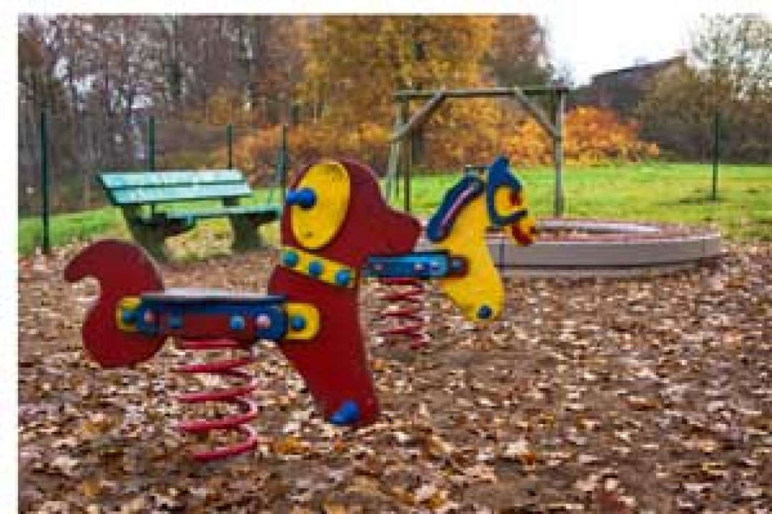 Dirt as surfacing under playground rocker
