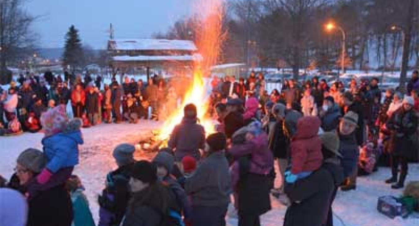 Bonfire at Fire and Ice Event - Ithaca Children's Garden