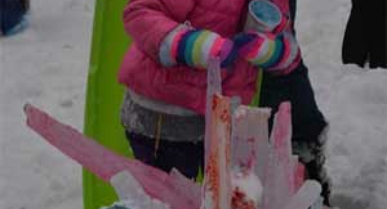 Colored Ice at Fire and Ice Event - Ithaca Children's Garden Anarchy Zone