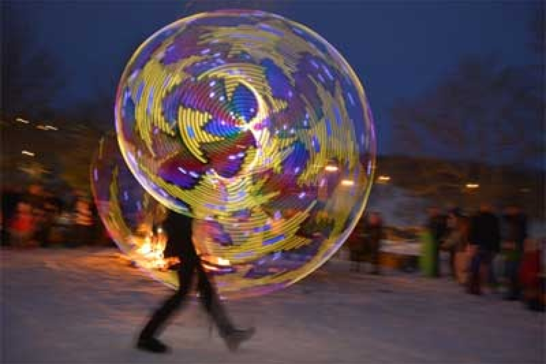 Spinning Fire Display at Fire and Ice Event - Anarchy Zone