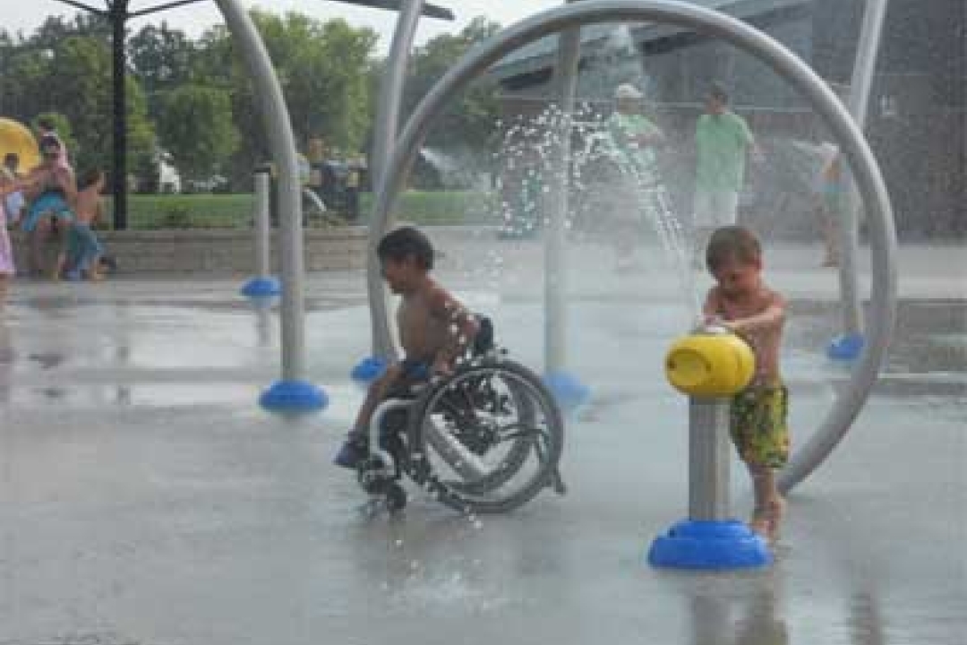 Water play in spray parks is inclusive - Developmental Disabilities Awareness Month