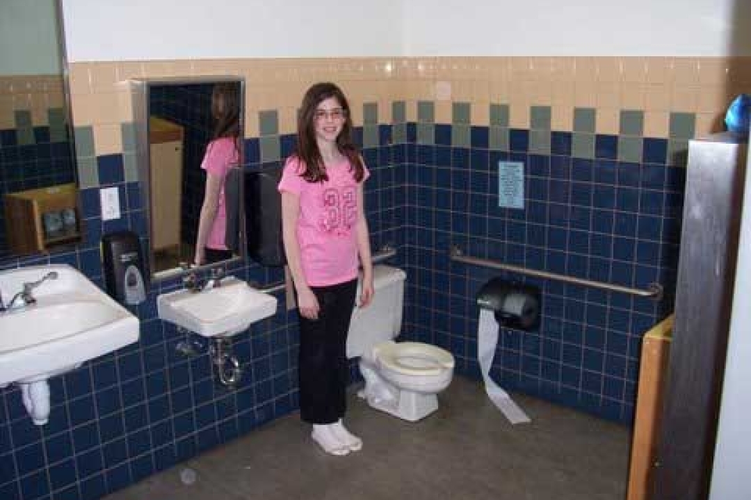 Child-sized sink and toilet