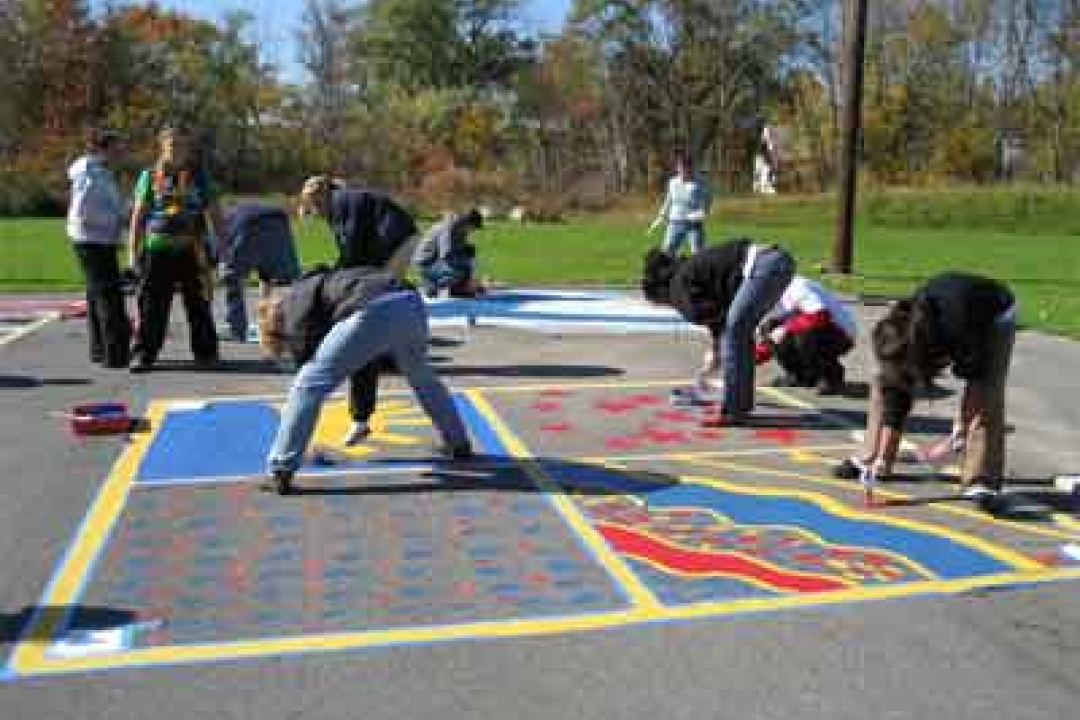 Painted asphalt playground games