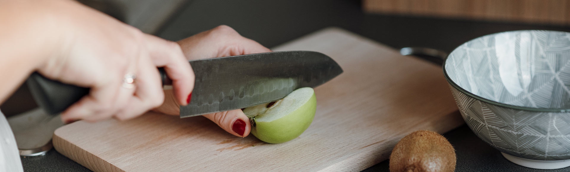 Cutting an apple