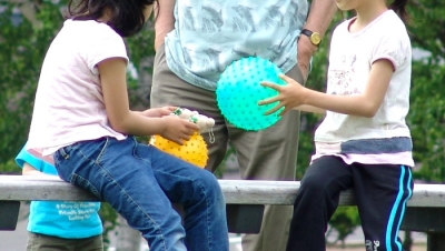 Kids playing with balls