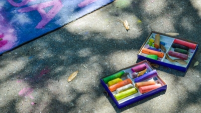 Chalk is great for outside art