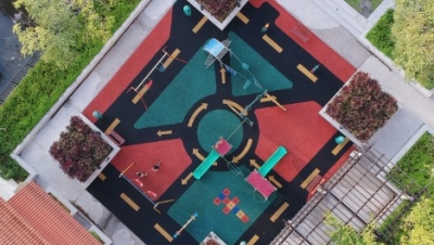 Aerial view of a playground