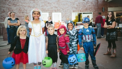 Children dressed up for trunk or treat