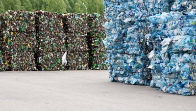 crates of recycled bottles 