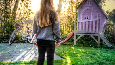 Girl in her backyard