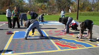 Painted asphalt playground games